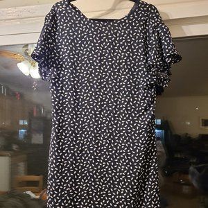 H&M Butterfly Sleeve Navy and White Dress